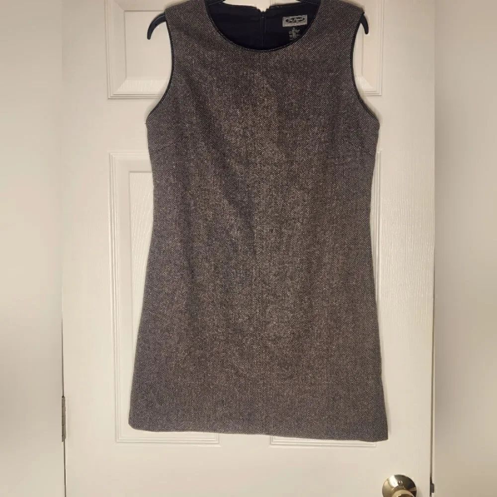 Gap Premium Classic Tailored 10 Tweed Wool Blend  With Leather Trim Sheath Dress